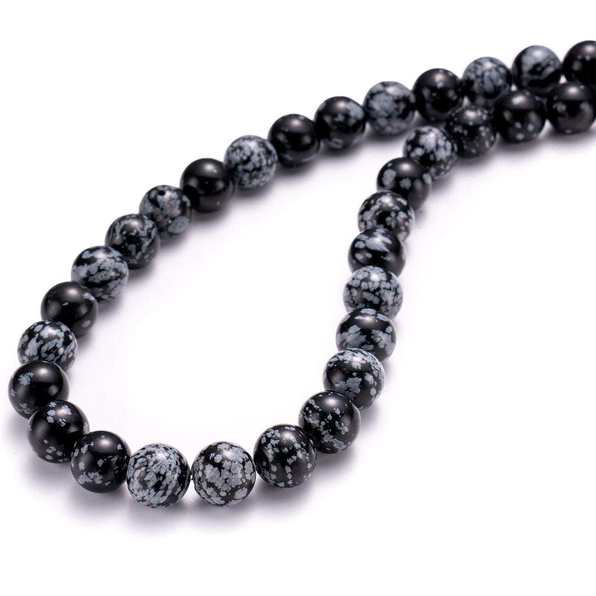 BEADIA Natural Snowflake Obsidian Stone Round Loose Semi Gemstone Beads for Jewelry Making 6MM 61PCS