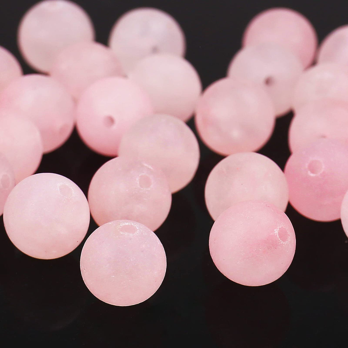 Natural Matte Pink Quartz Beads, 10MM Round Frosted Unpolished Loose Gemstone Beads for Bracelet Necklace Jewelry Making, Energy Stone Healing Power with Stretch Beading Cord