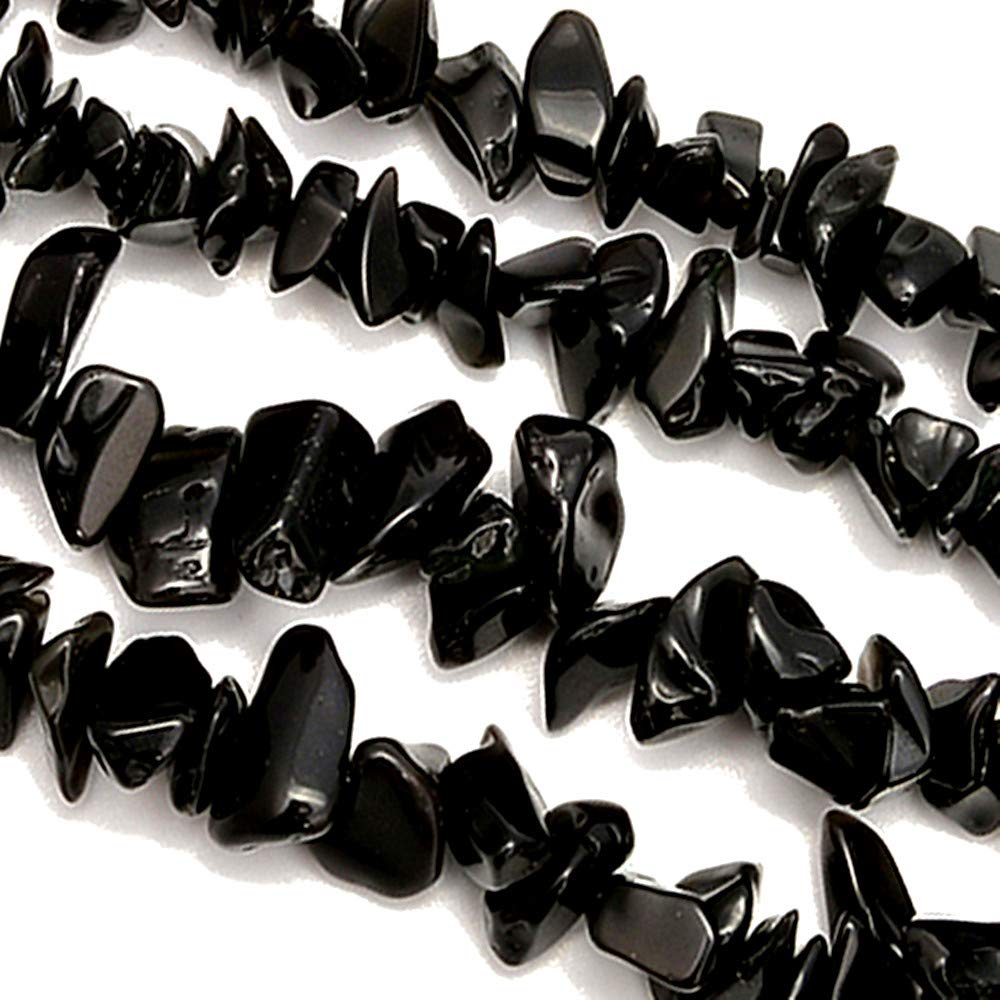 PLTbeads 5-8mm Natral Healing Gemstone Waist Bracelets Necklace Kit Irregular Stone DIY Crafts Design Jewelry Making 1 Strand per Bag Approxi 34 inch (Black Obsidian Chips)
