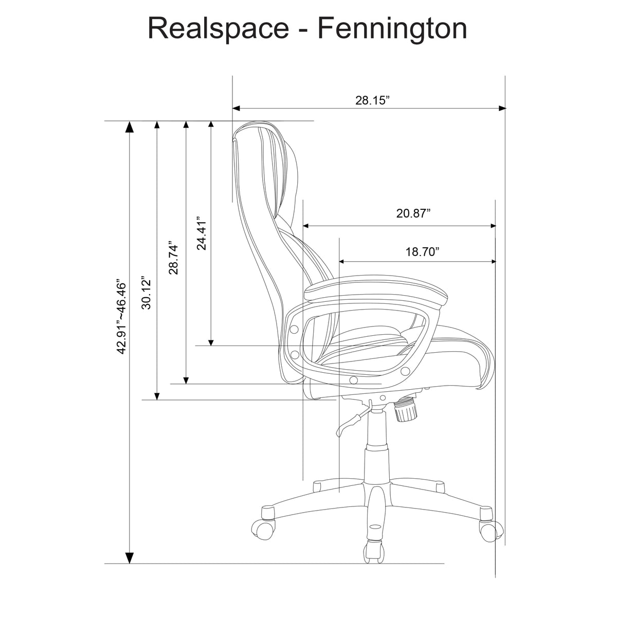 Realspace® Fennington Bonded Leather High-Back Chair, Brown/Black