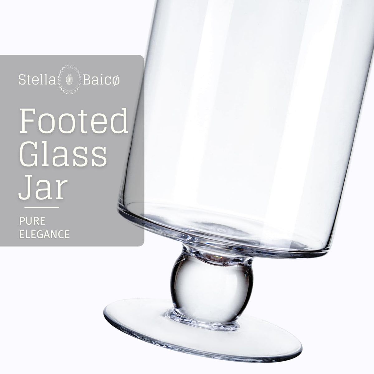 Stella Baicø Clear Glass Apothecary Jars, Candy Jar with Lid, Elegant Decorative Jars for Wedding and Party