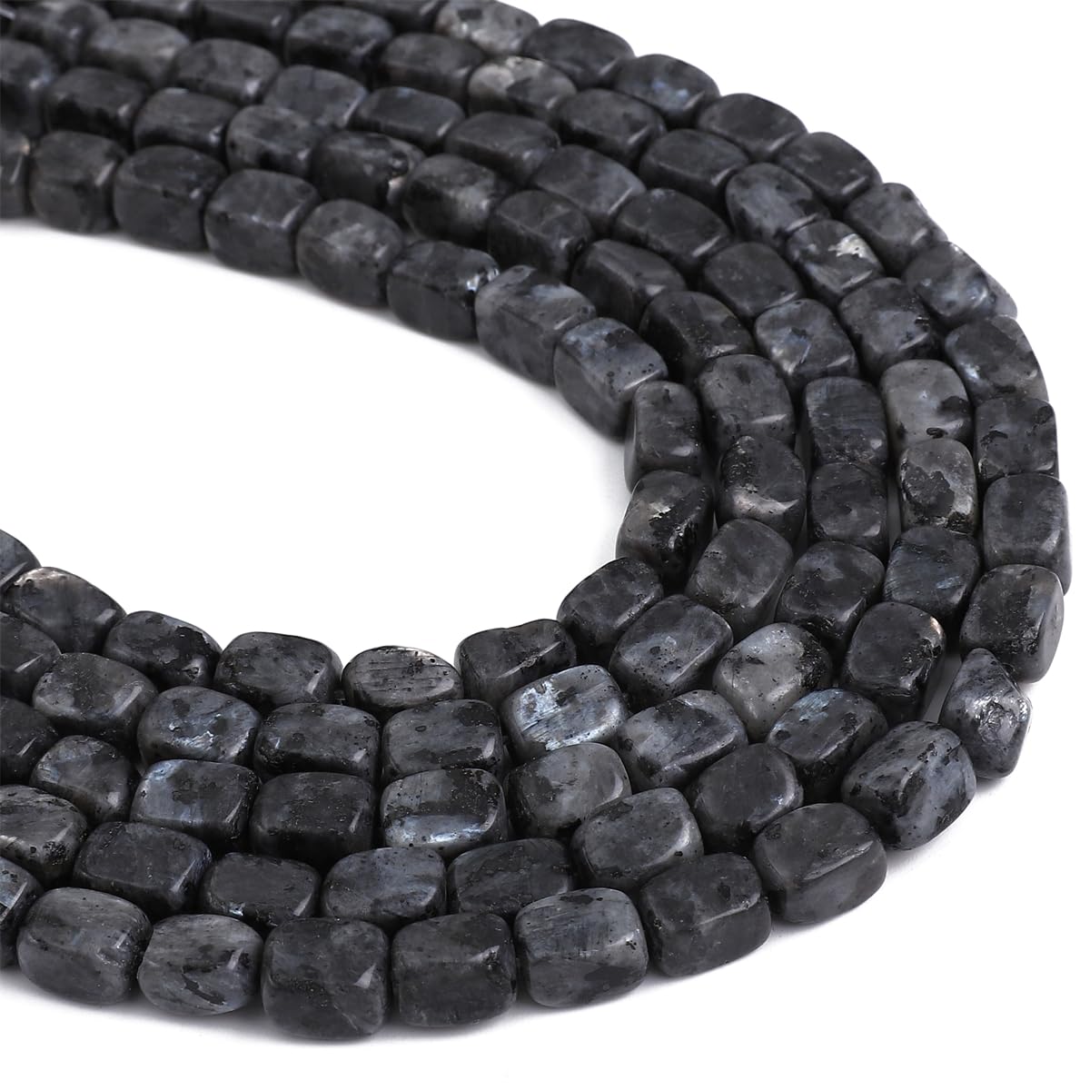 BEADIA Natural Black Spectrolite Cuboid Stone Loose Semi Gemstone Beads for Jewelry Making 8mmx12mm 38cm/Strand