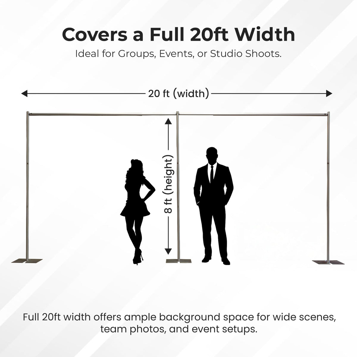 OnlineEEI Pipe & Drapes Portable Stand Kit, 8FT x 20FT Photo Backdrop Set with Portable Stand, Photography Background for Weddings, Birthday Parties, Business Events (Royal)