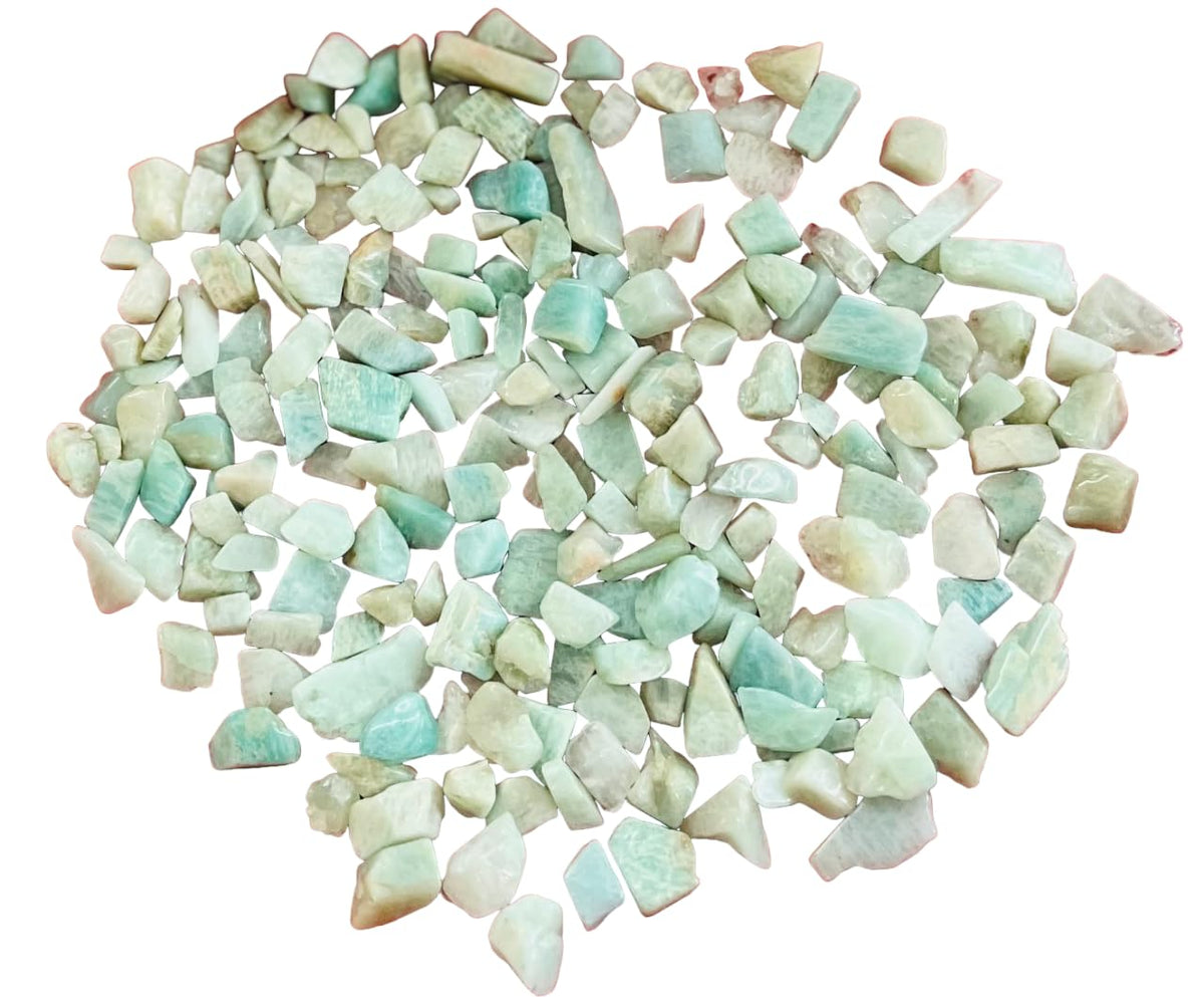 Indian Consigners Natural Crushed Polished Tumbled Gem Stone Chips, Decoration & Healing Crystals (Amazonite)