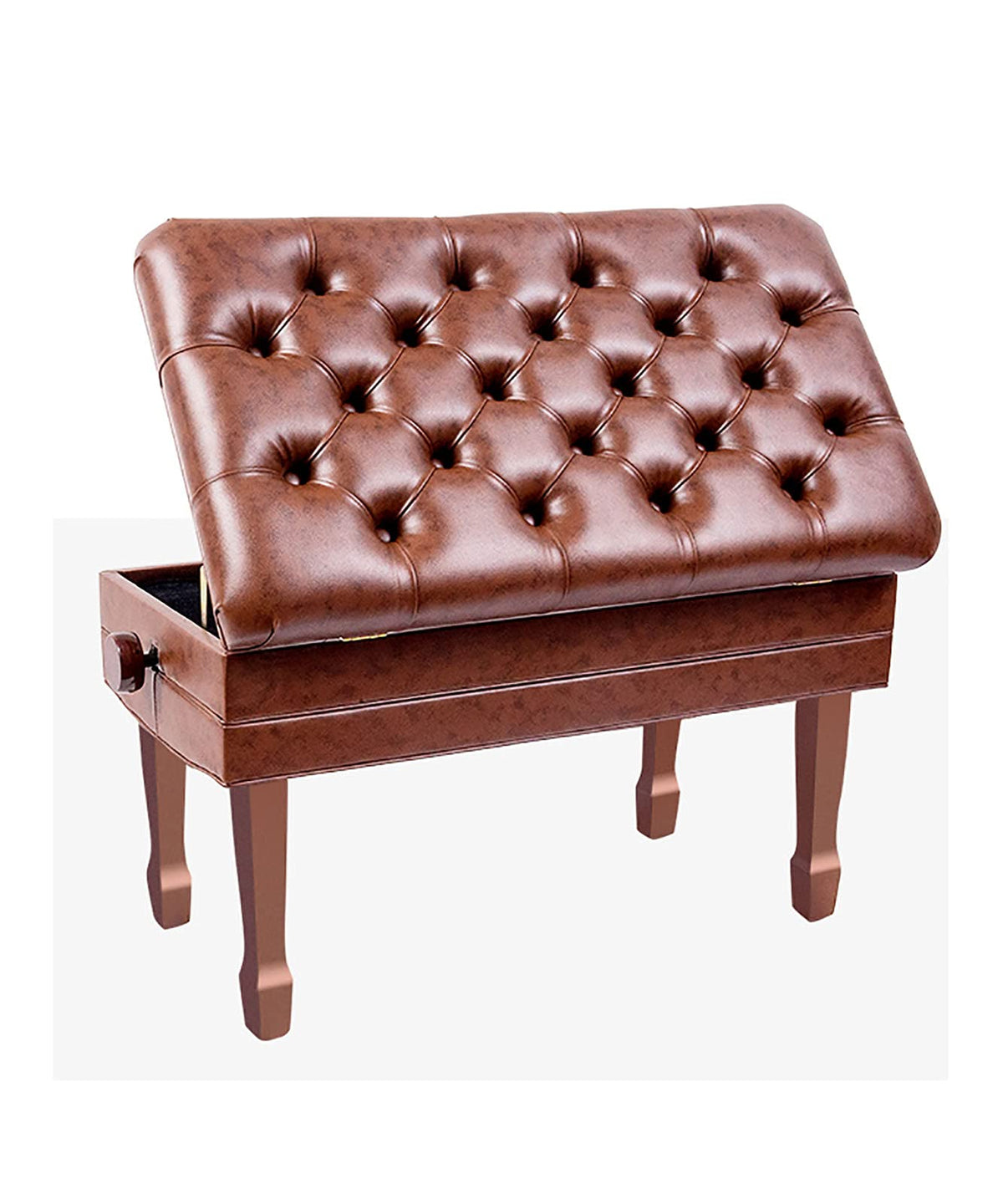 SDdPulse Leather Piano Bench Wooden Luxury Piano Bench,Soft Genuine Leather Piano Stool,with Waterproof Cushion and Strong Solid Wood Frame,200Kg Load Capacity,84 X 47 X 49-59Cm,Teak