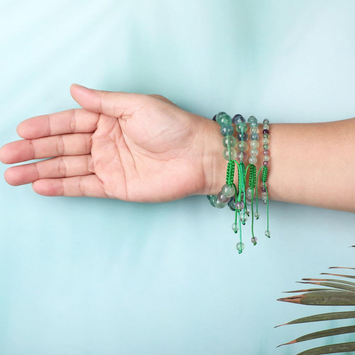 4mm Fluorite Bracelet - Stone of is the source of Wisdom and Creativity - Handmade Natural Stone Crystal Bracelet with Adjustable Macrame String - Yoga Healing Power Energy Gifts for Men and Women