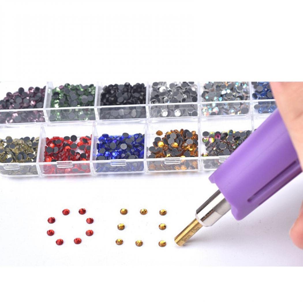 Hotfix Rhinestone Setter Applicator Hot Fix Wand Kit Tool Set with 7 Different SIzes Tips, Hot Fixed Wand Kit for Crafts Shoes Clothes Fabric Clothing ((purple))