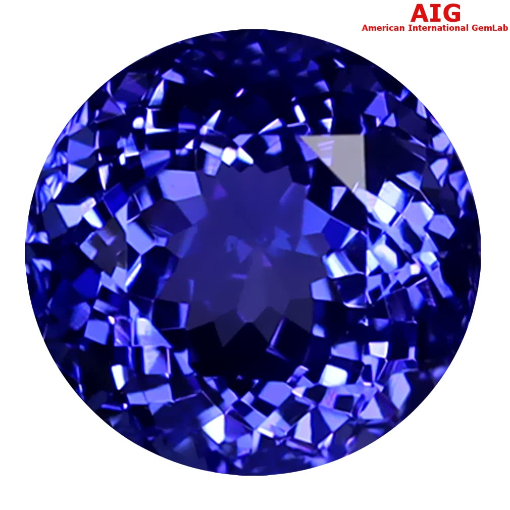 2.29 ct AIG Certified AAAA Grade 8 mm Round Cut Violetish Blue Genuine Tanzanite Natural Loose Gemstone