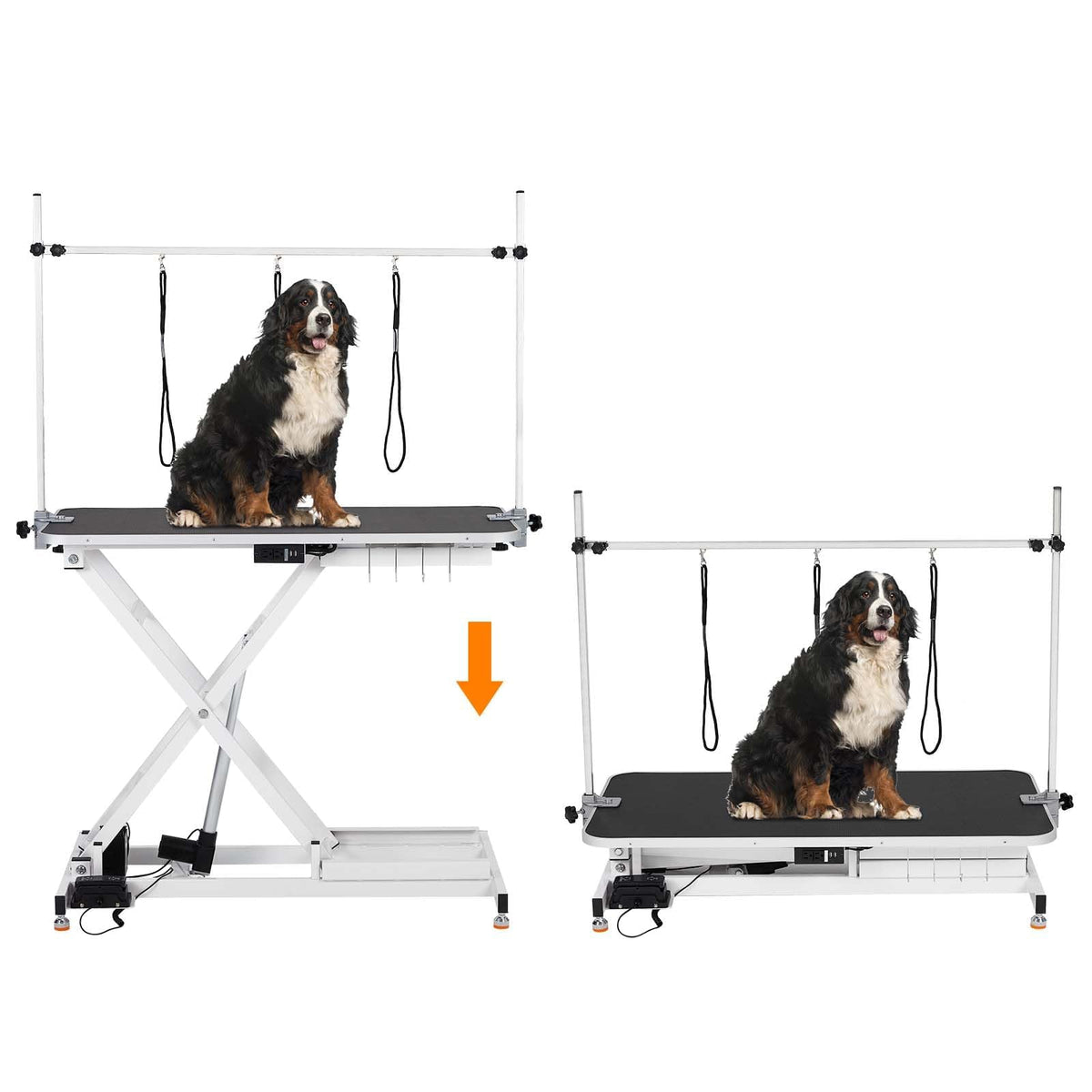 SierraSquad 47'' Hydraulic Dog Grooming Table for Large/Small Dogs, Electric Adjustable Height Pet Grooming Table At Home, Large Dog Grooming Table, Maximum Capacity Up to 264Lb, White