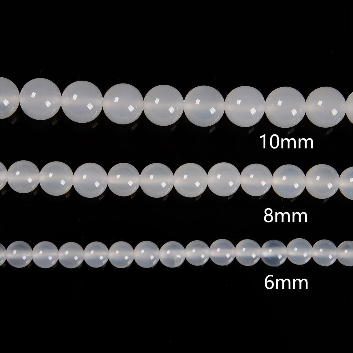 65Pcs 6mm White Agate Natural Faceted Round Loose Real Stone Beads Gemstone Genuine for DIY Hand Made Craft Jewelry Bracelet Earring Necklace String Making Energy Healing Power