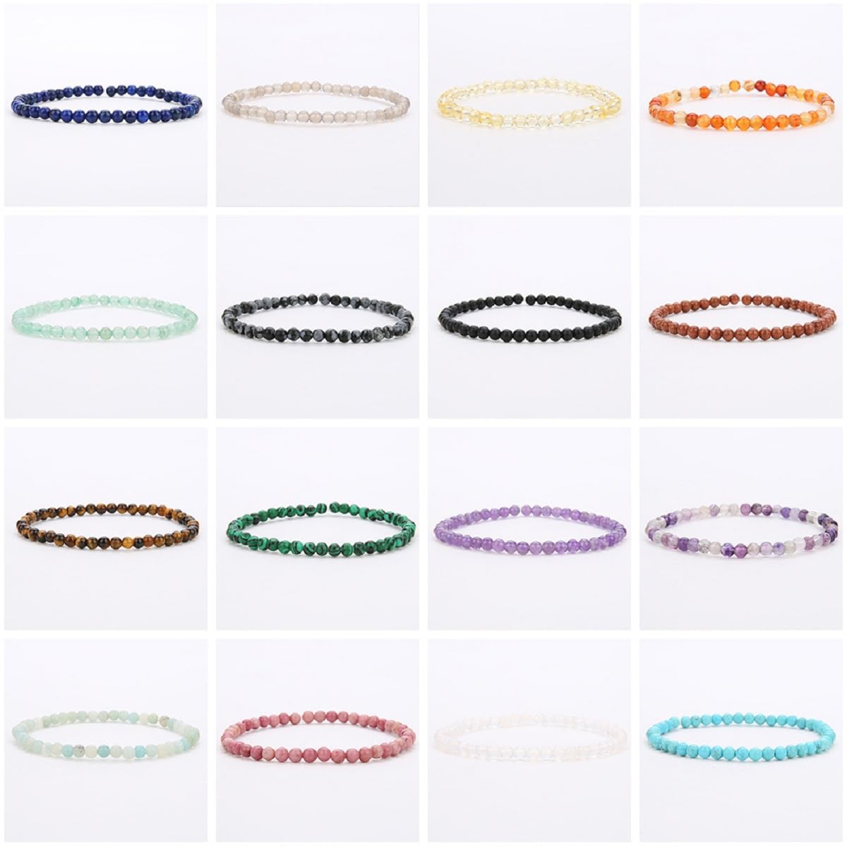 Handmade 4mm Tiny Beads Bracelet – Natural Healing Stone Beads for Yoga, Mala, and Bohemian Stacking – Stretch Bracelet for Men and Women (Purple Fluorite)