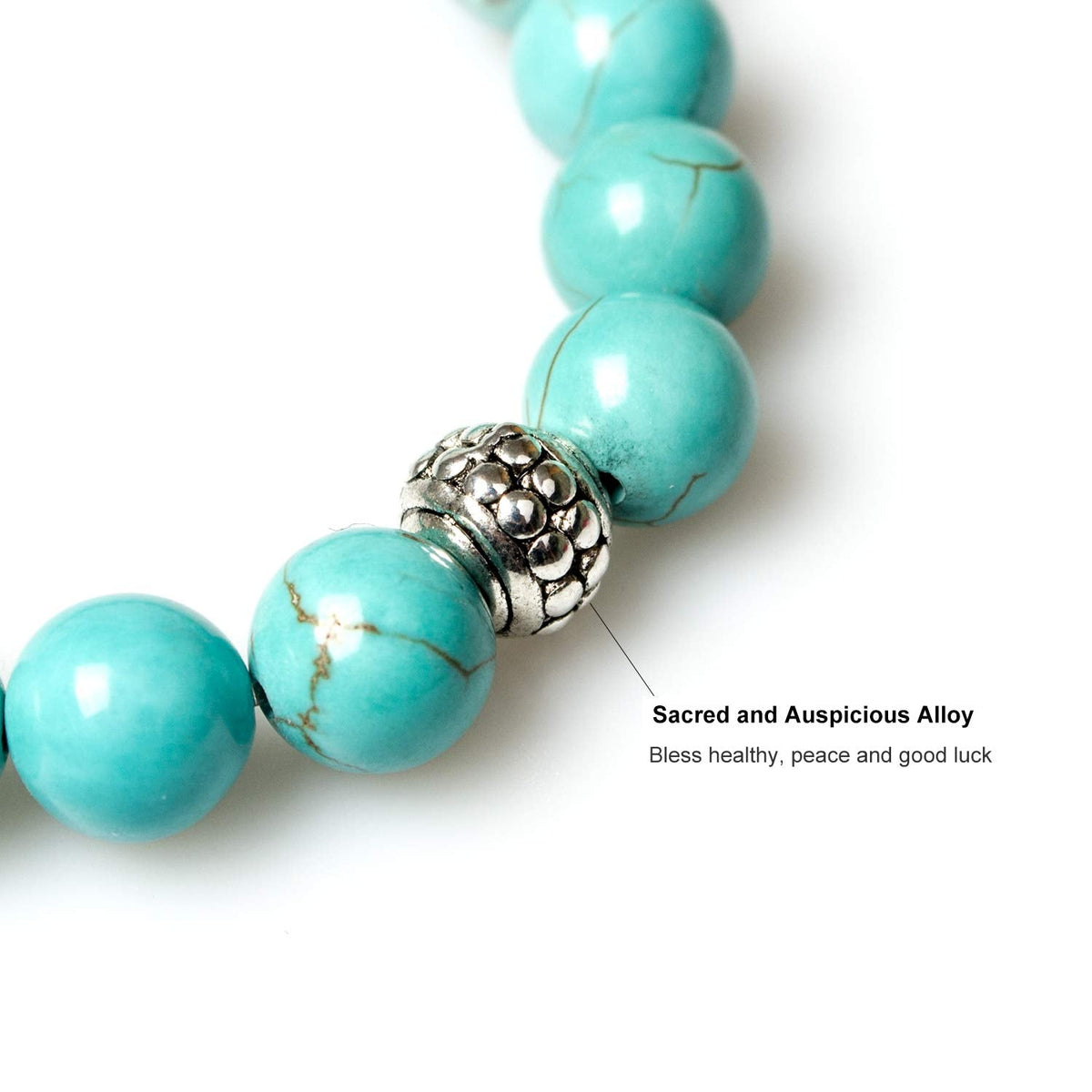 PWMENLK 108 Mala Beads Necklace 7 Chakra Buddhist Prayer Beaded Bracelet Tree of Life Pendant Stone Yoga Necklace(turquoise)