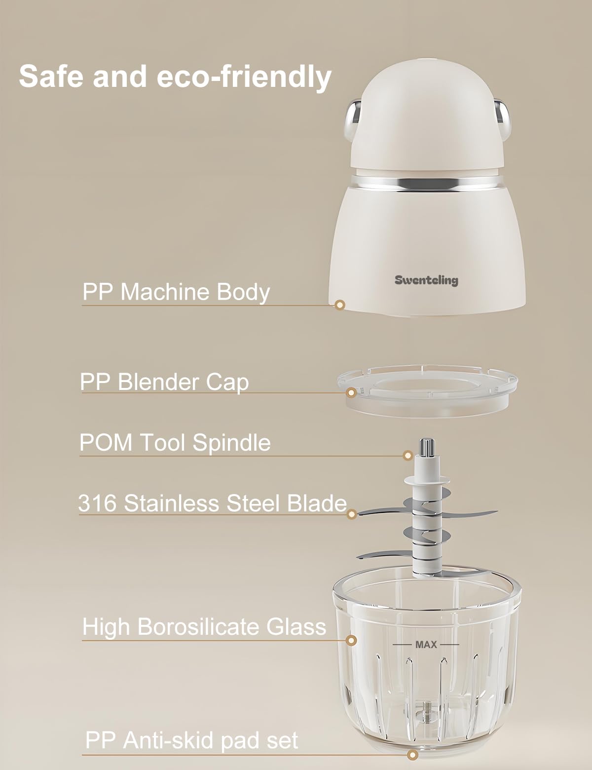 Swenteling Baby Food Maker, Creamy White Baby Food Blender, 10oz Food Puree Maker, Food Processor for Foods Fruit Vegetable Meat, 8-Second Quick Soft Food Prep,BPA-Free