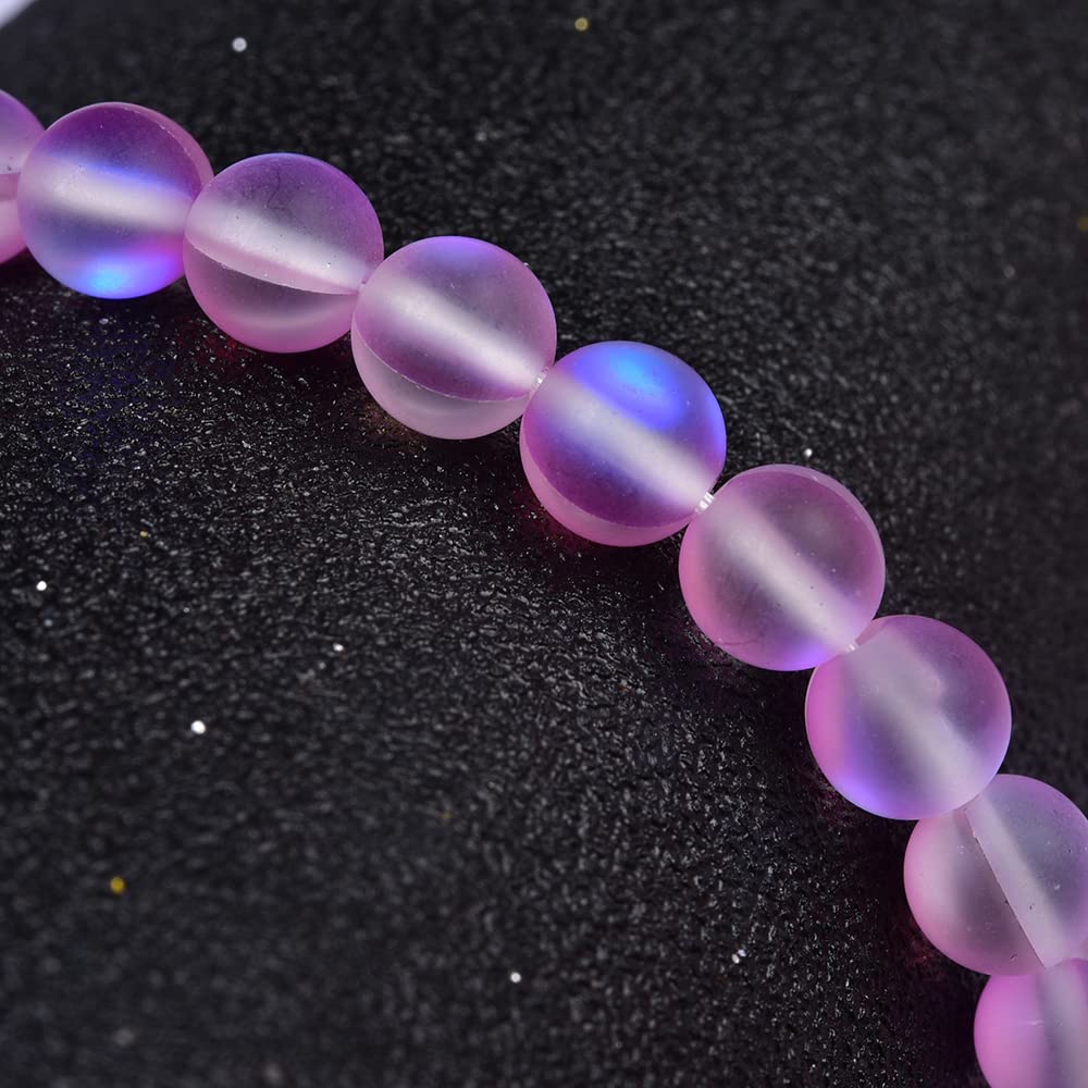 Asingeloo 38PCS 10mm Natural Light Purple Mystic Aura Quartz Gemstone Frosted Matte Titanium Round Loose Spacer Beads 15 inch Full Strand Crystal Healing Power Quartz