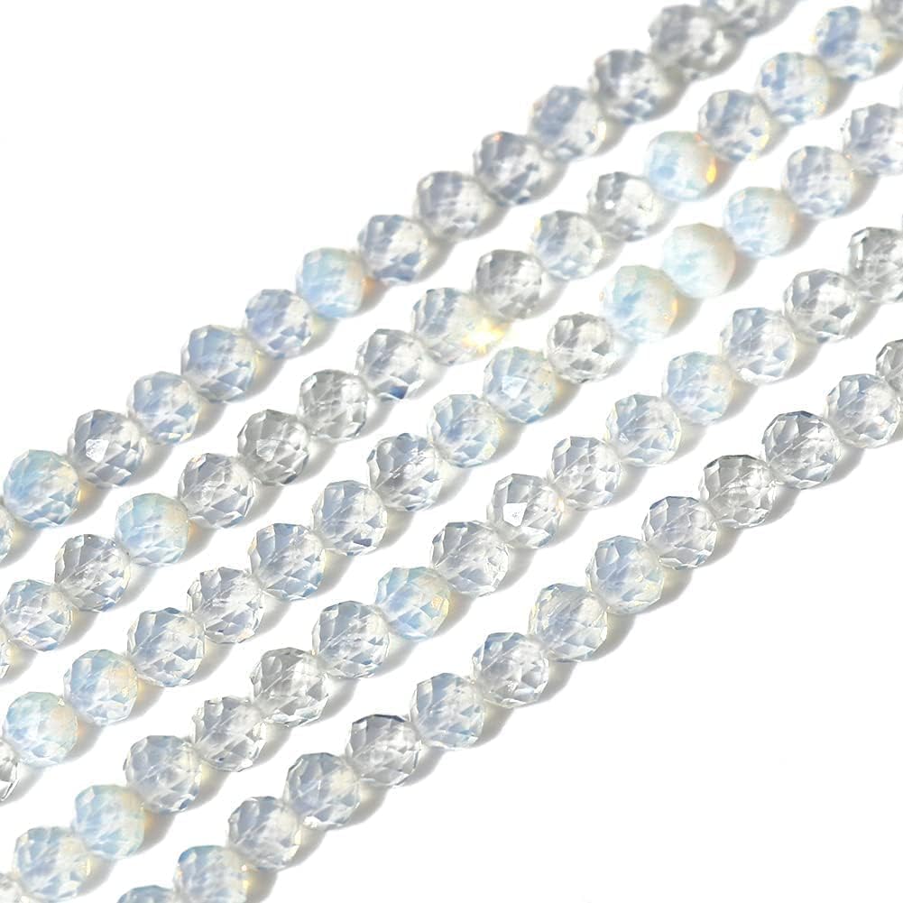 Song Xi 180pcs 2mm Natural Opal Gemstone Beads Faceted Round Loose Stone Beads for Jewelry Making (1 Strand)