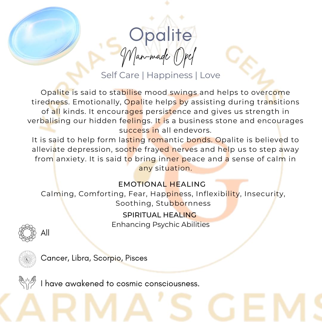 Opalite - Rubbing Natural Thumb Worry Stone - Hold in Your Hand for Relaxation or Anxiety Relief - Enhance Meditation, Aid in Healing the Mind, Body and Spirit