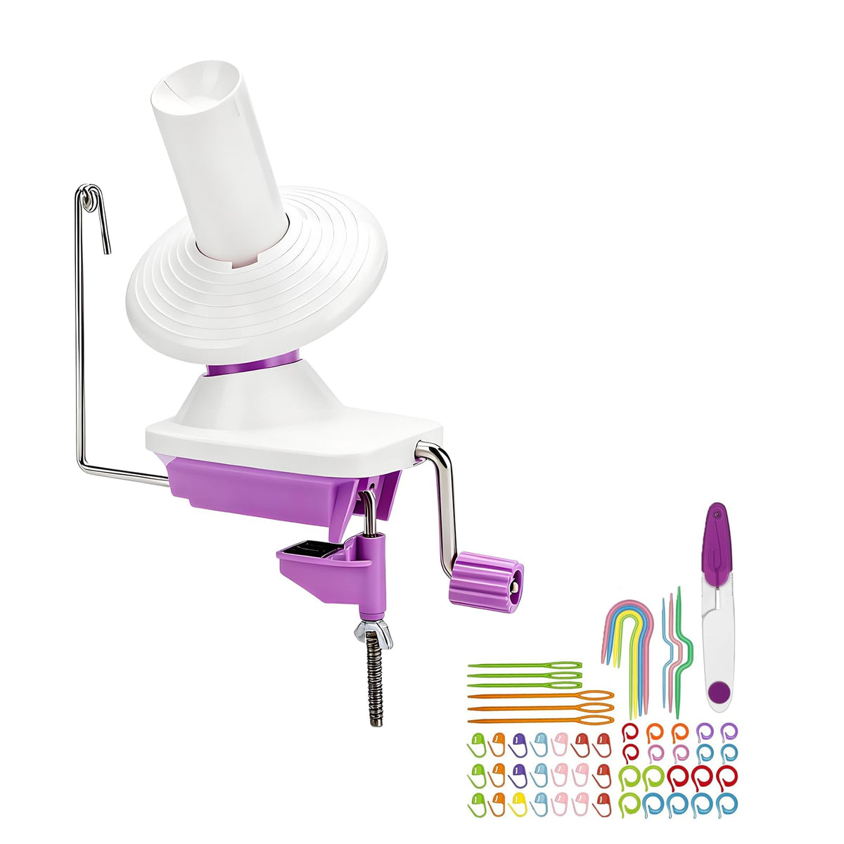 Essovee Yarn Ball Winder, Efficiently Yarn Cake Winder with Lower Noise for Crochet Knitting Combo Easy Installation 3.5 oz Portable Spinner for Crocheting Lavender Purple