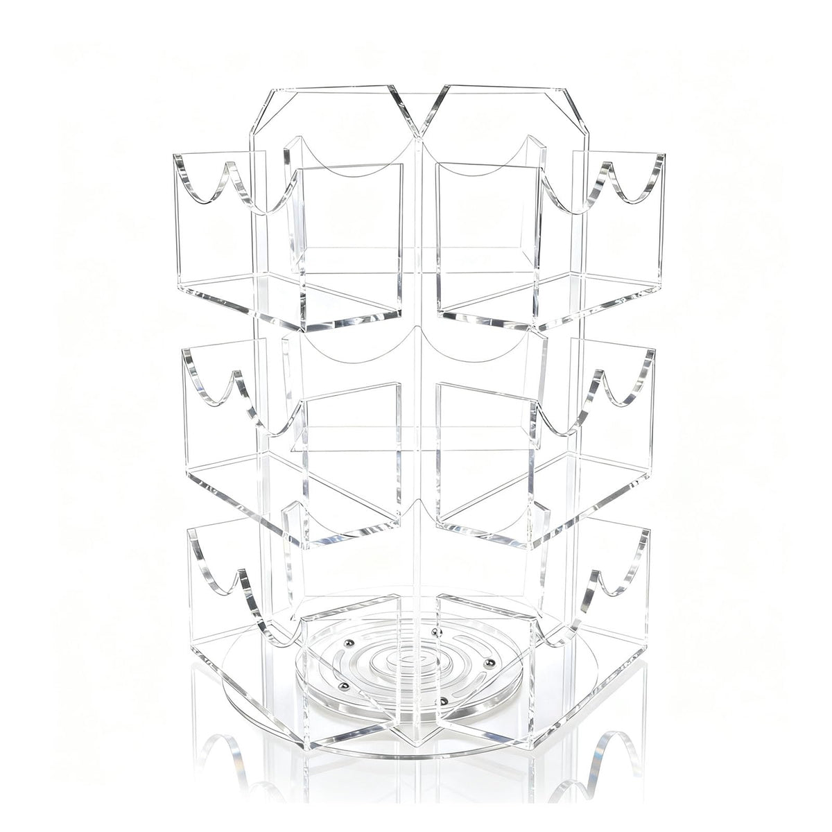 Girouetes Spinning Sticker Display Stand for Vendors, Acrylic Clear 360° Rotating Sticker Card Holder for Retail, No Assembly Required 3 Tier 9 Pockets Business Card Organizer Rack for Tabletop Office Home Desk