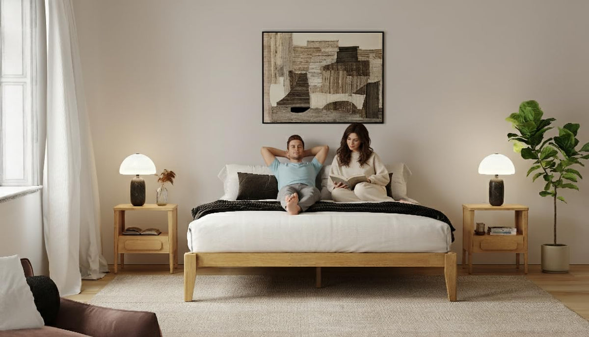 AllForWood Thor Premium Solid Wood Bed Frame King, Japanese Joinery Bed Frame with Wood Slat Support, Platform Bed, No Box Spring Needed, Easy Assembly, Minimalist & Modern Style (Light Brown)