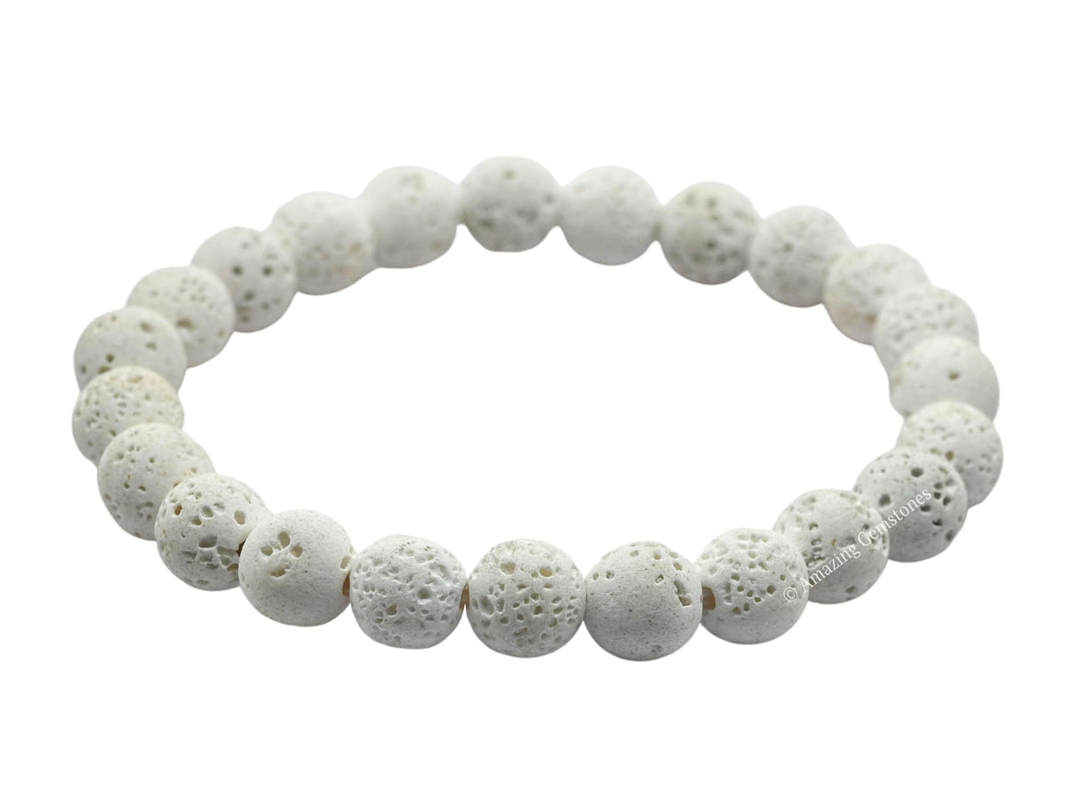 Amazing Gemstone Crystal Bracelet for Women Men's Gifts - Protection Healing Crystal Bracelet - 8mm Gemstone Beaded Stretchable Bracelet Pulseras Para Hombres Mujer Stocking Stuffers Mothers Day Gift (White Lava)