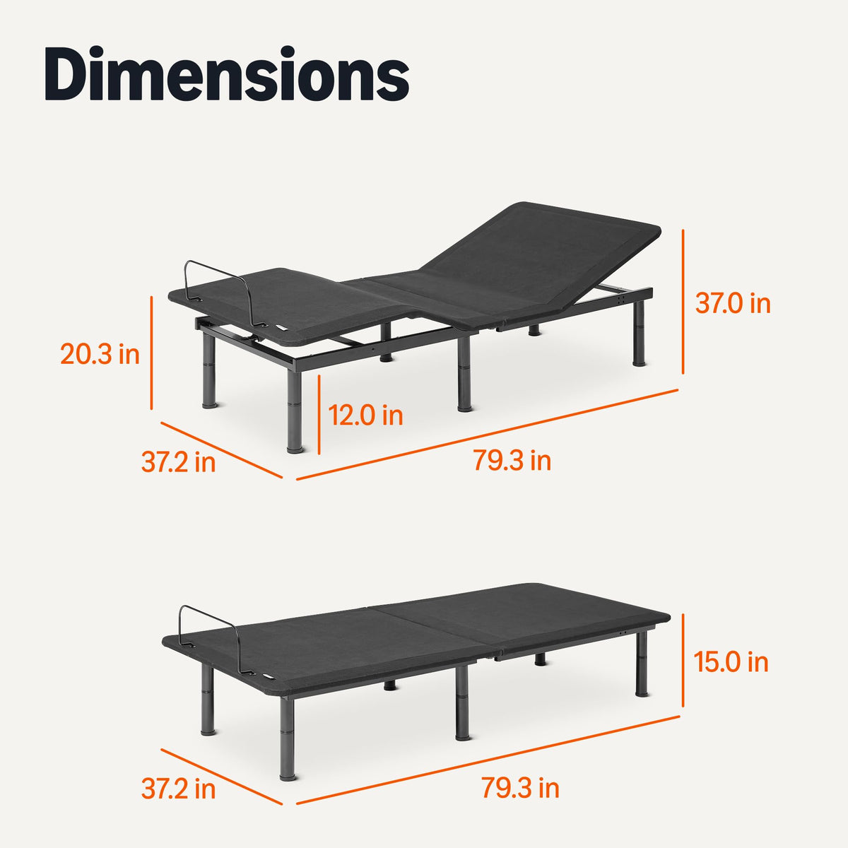 Amazon Basics Adjustable Metal Platform Bed Base with Wireless Remote Control, Twin XL Size