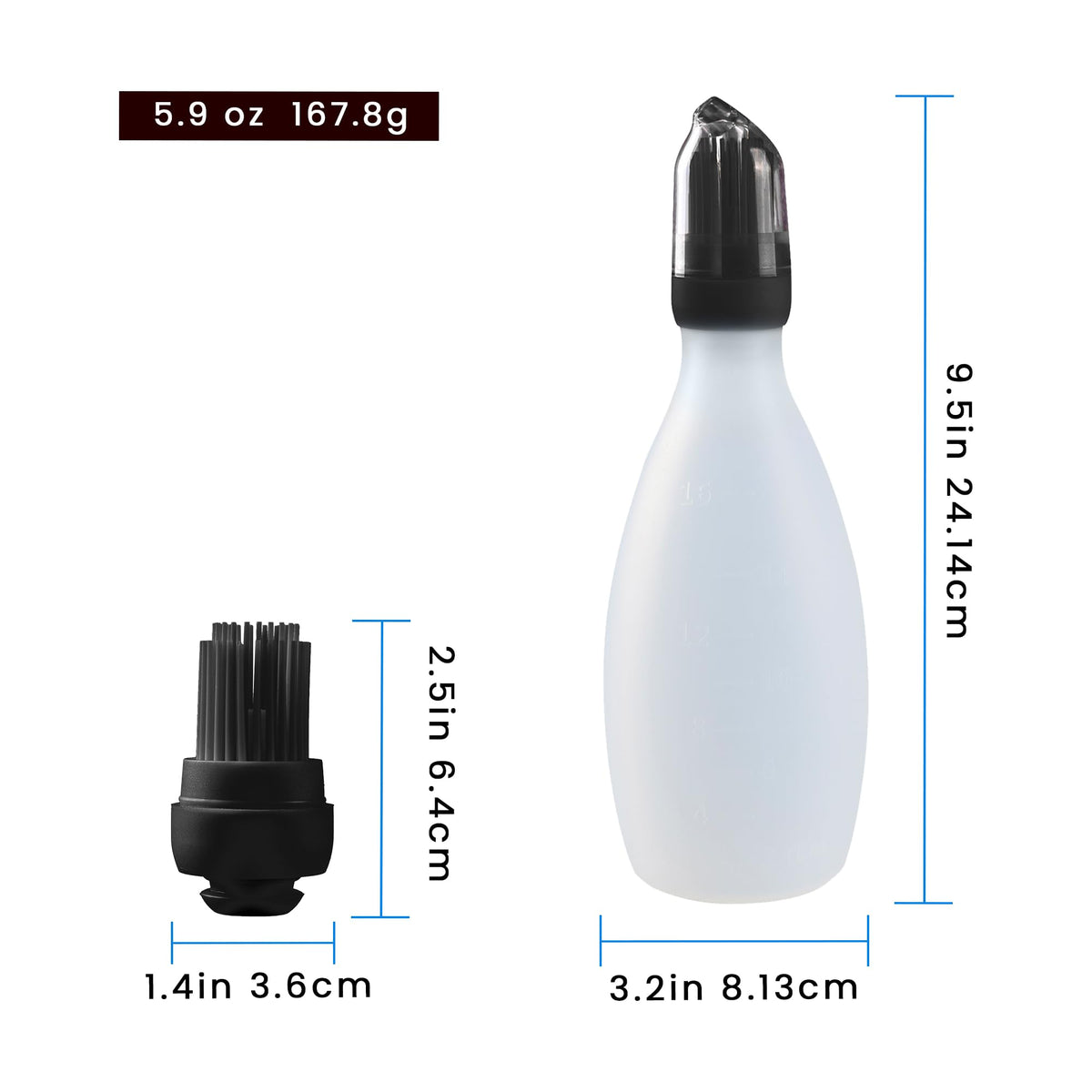 Silicone Pastry Brush, All-in-One Silicone Basting Brush with Sauce Bottle, Heat Resistant BBQ Accessories and Cooking Gadgets, BPA-Free Oil Dispenser for Cooking, Baking, Grilling(Black)