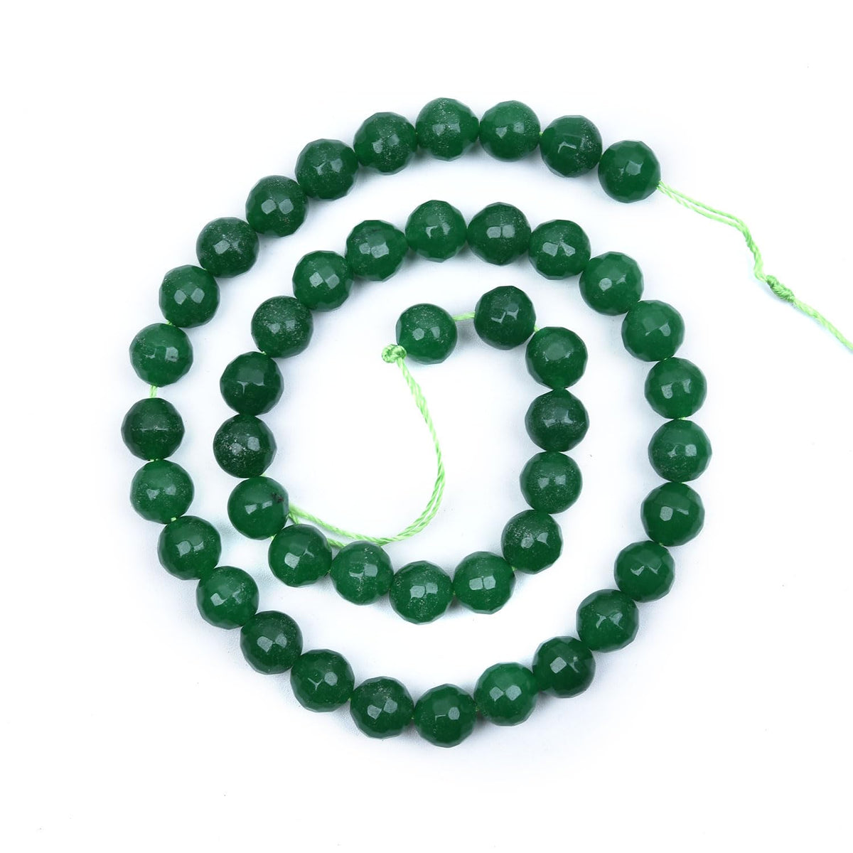 HAAMIIQII 8mm Dark Green Jade Faceted Round Stone Spacer Beads, Loose Gemstone Beads for Jewelry Making, DIY Bracelet, Necklace, Healing Crystal 14 Inch (45pcs)