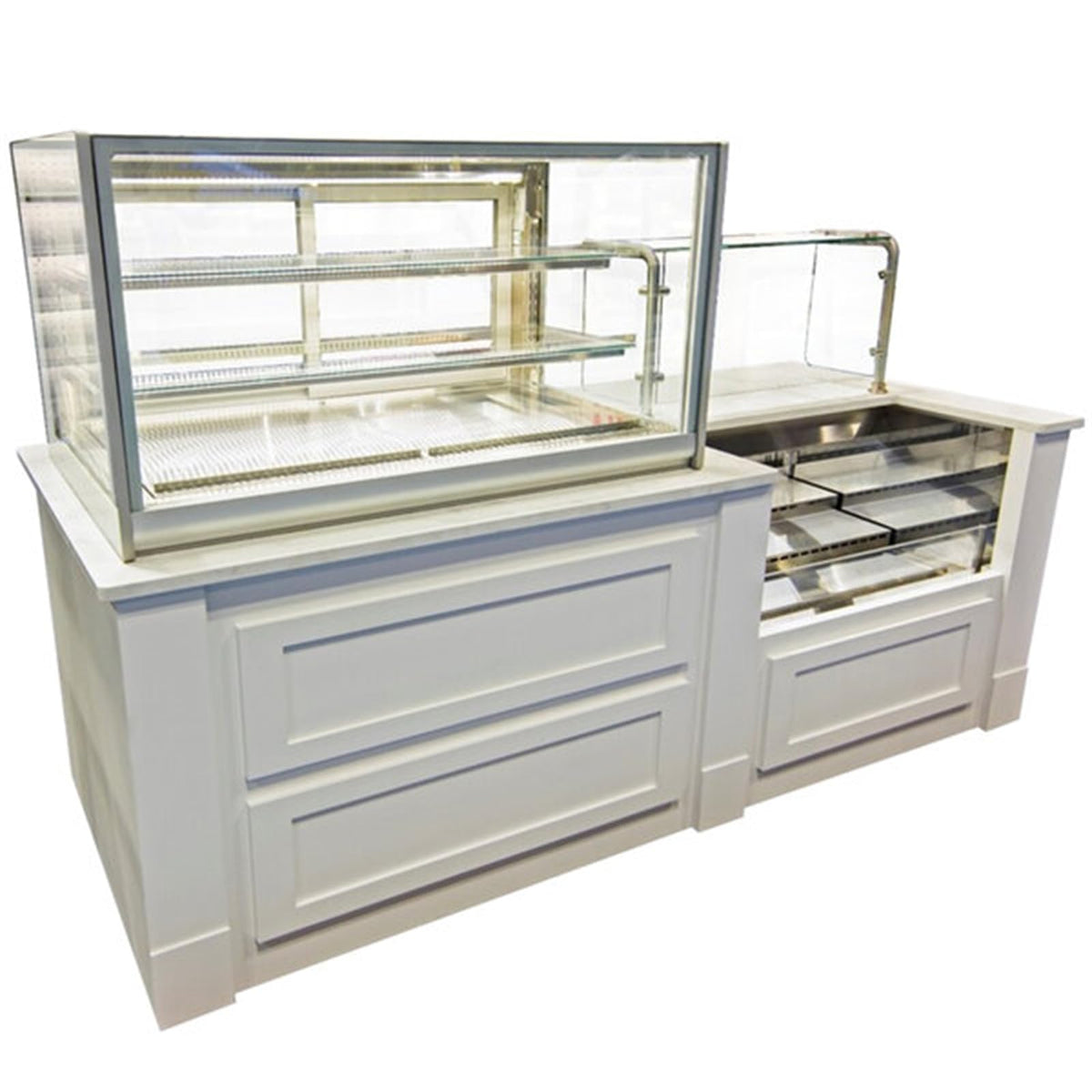 FixtureDisplays 60" Countertop Dry Bakery Display Case with 2 Adjustable Glass Shelves, Stainless Steel, 19 cu. ft. Capacity WS-345ITD6026-NPF