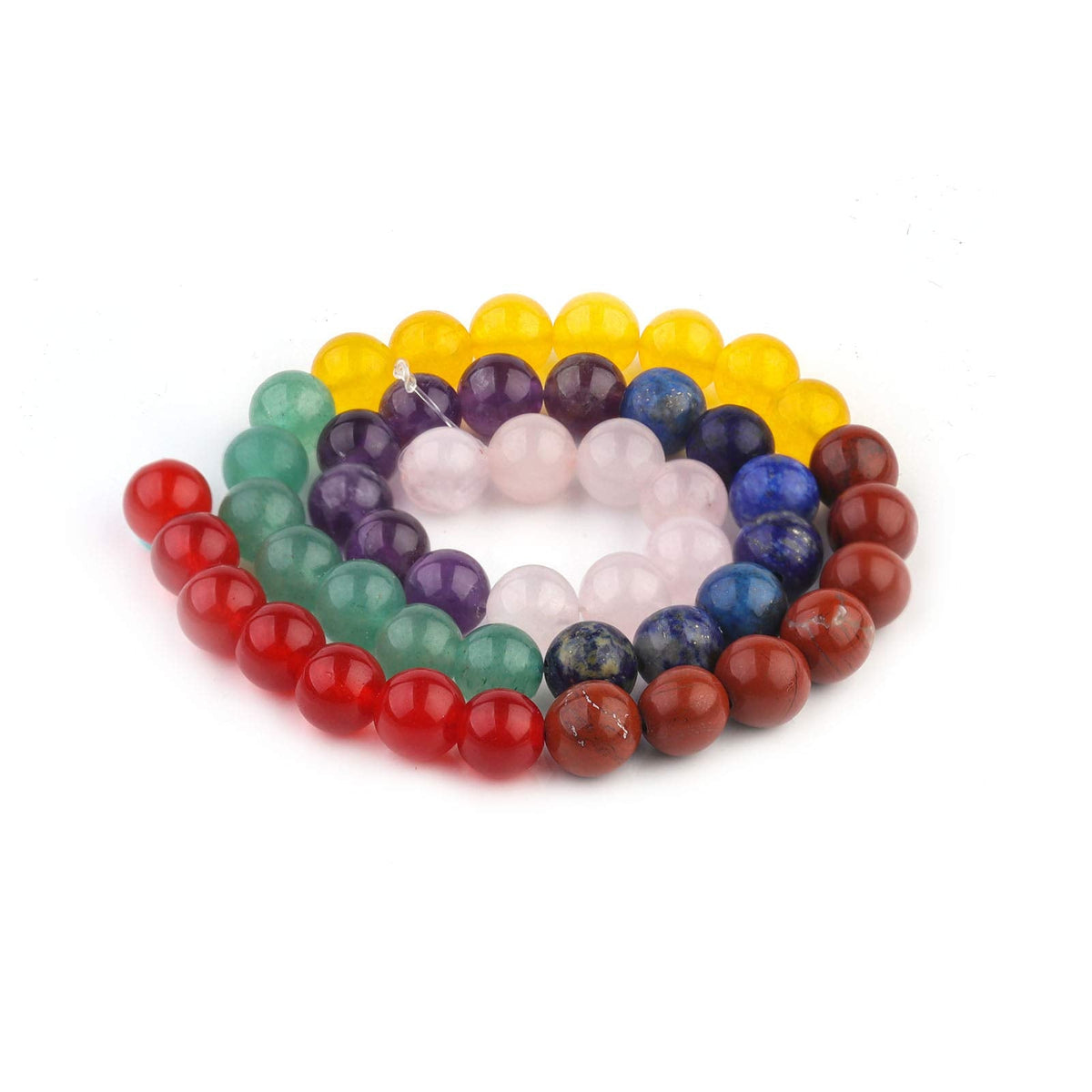 7 Chakra Gemstone Beads 8mm Polished Round Smooth Natural Chakra Stone 49pcs Healing Crystals and Stones for Jewelry Making Crafting 15Inch(7 Chakra Stone,8mm)