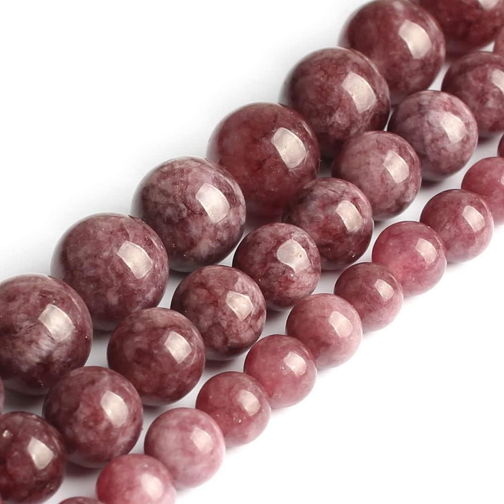 Yochus 45pcs Lepidolite Stone Beads,8mm Healing Power Natural Stone Round Loose Beads for Jewelry Making Earring Necklace DIY Crafts