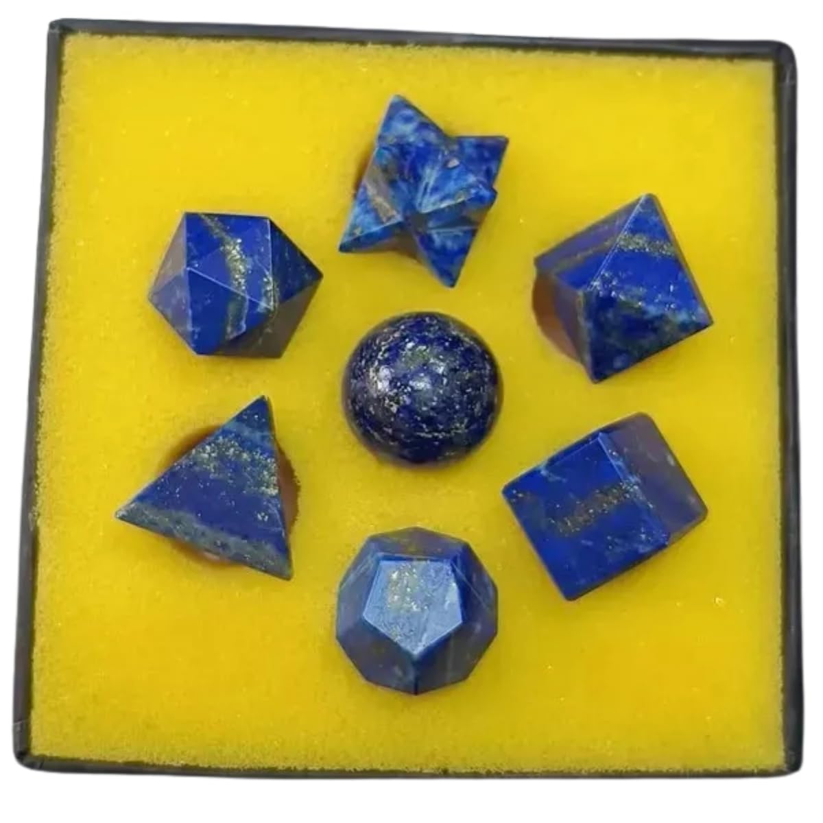 Quality Lapis Lazuli Platonic Solids Set with Premium Gift Box Pieces - 7