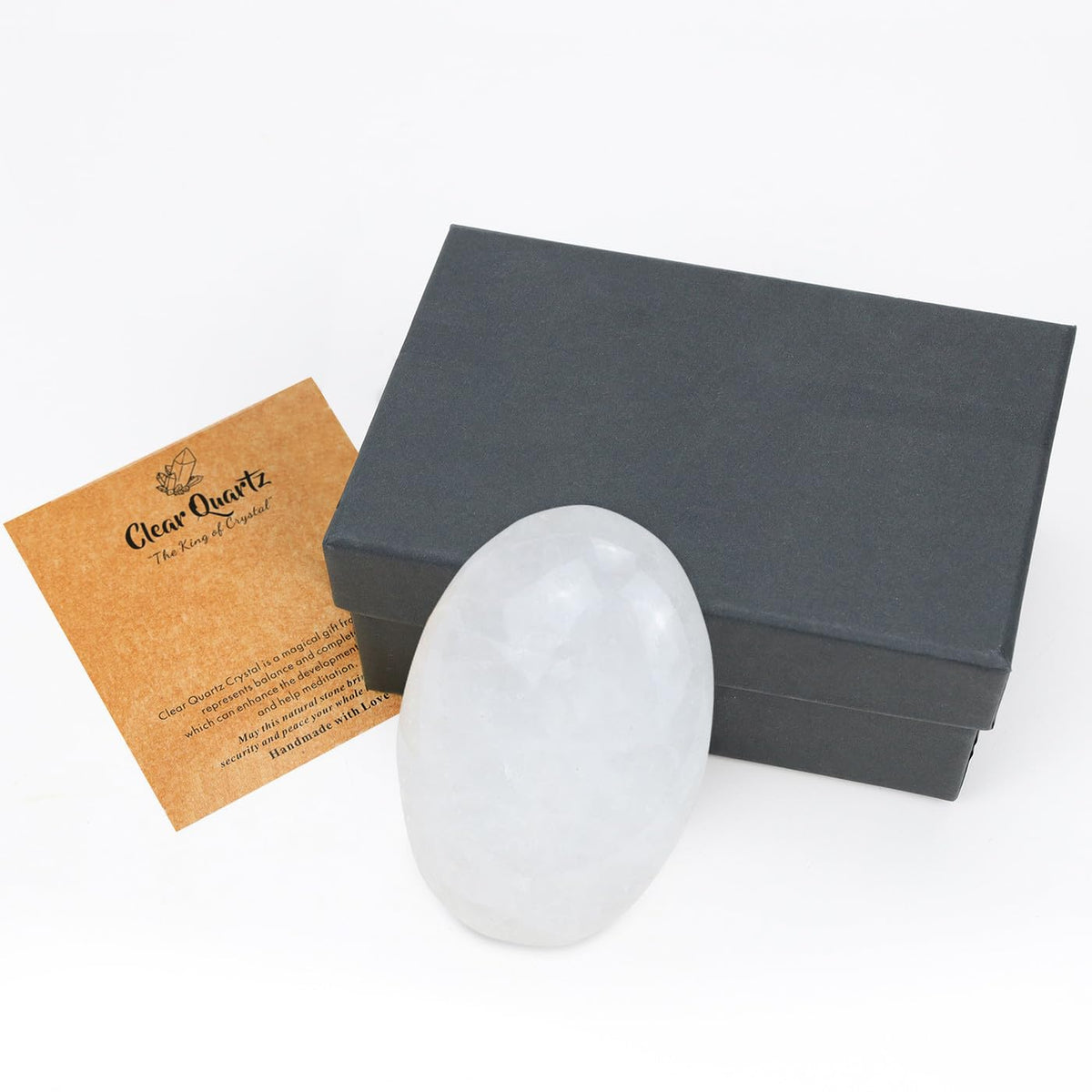 MAIBAOTA 2.4" Large Clear Quartz Crystal Stone Polished Palm Stone Healing Crystals 0.7" Thick Natural Reiki Gemstone Worry Stone Energy Balancing Anxiety Stress Relief Meditation 1 Pc