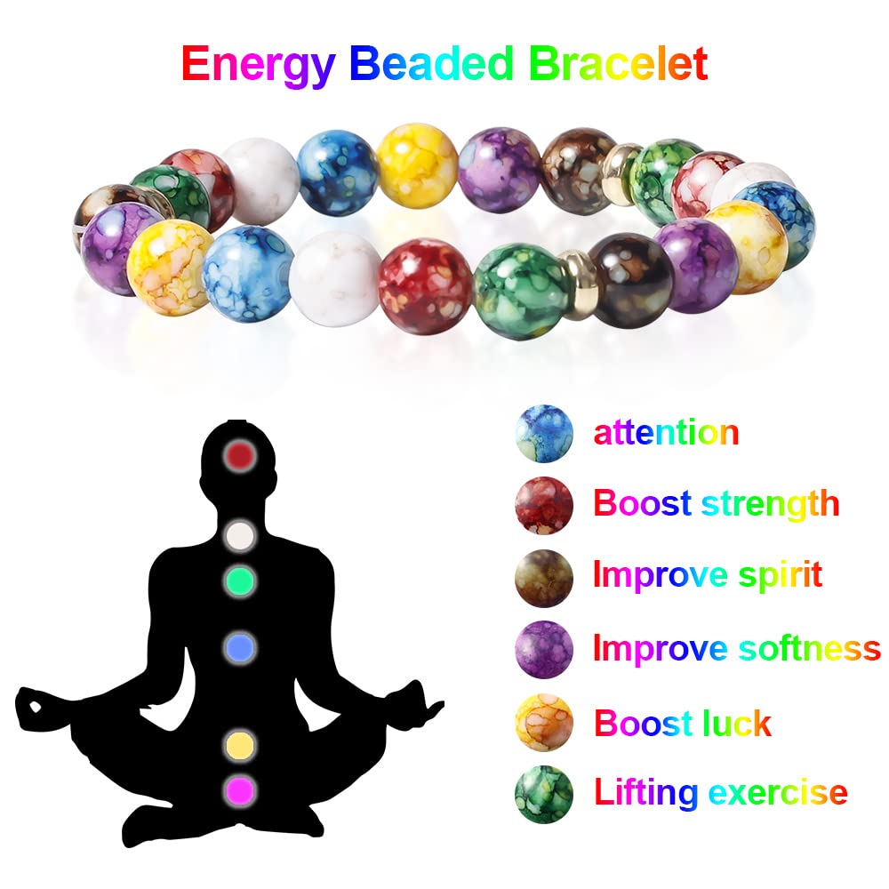 7 Chakra Reiki Healing Stone Bracelet Yoga Balance Energy Beads Volcanic Lose Weight Jewelry Bangle for Women Men