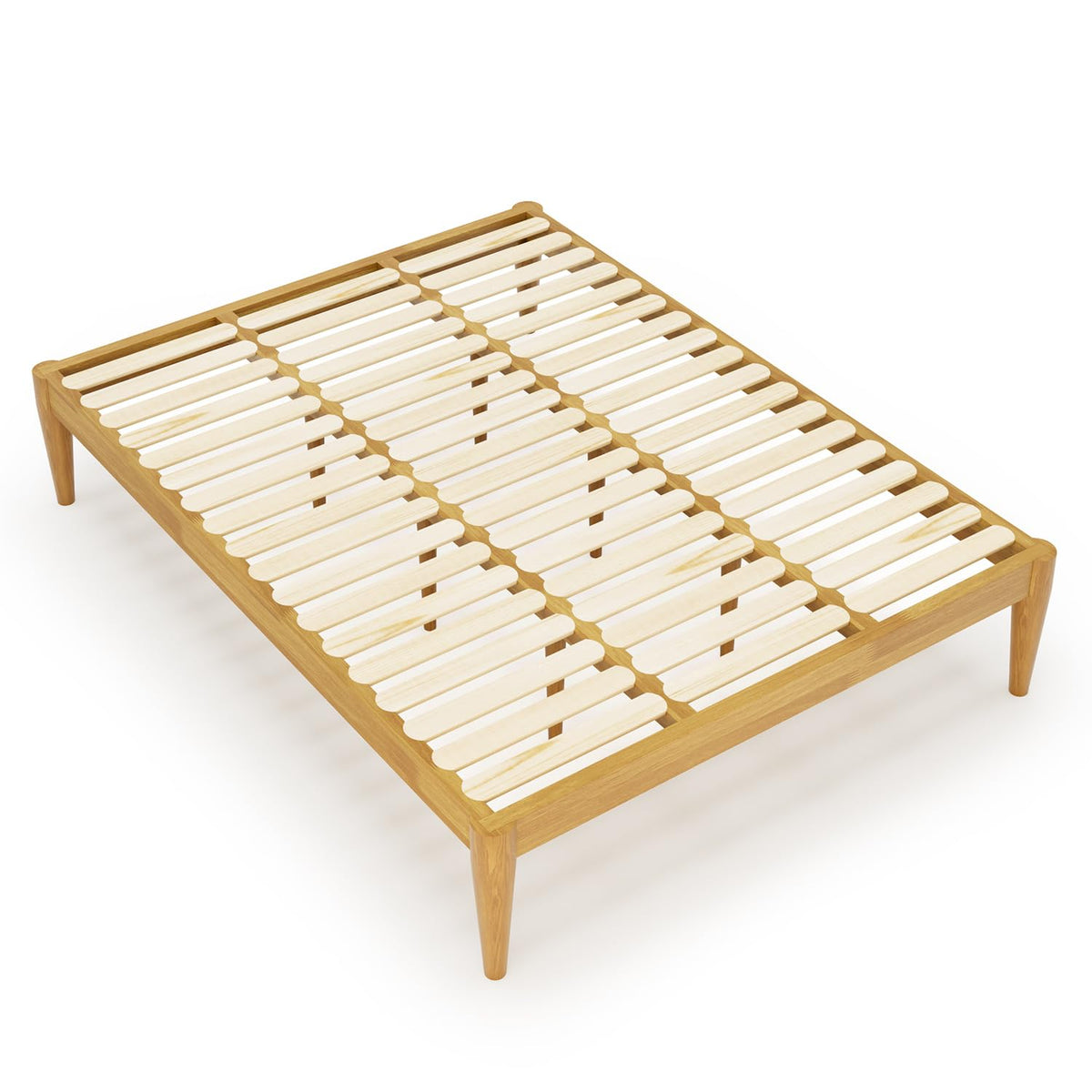 IOTXY Queen Platform Bed Frame - Solid Wood 16-Inch Height Mattress Foundation Base with Densely Slats and Heavy-Duty Support Legs, No Box Spring Needed, Oak