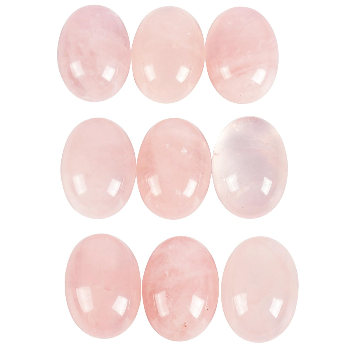Casaper Natural Rose Quartz Oval Cabochons Beads for Jewelry Making, Polished Cab Flat Back Cab Stone Crafts, 13x18mm, Pack of 10