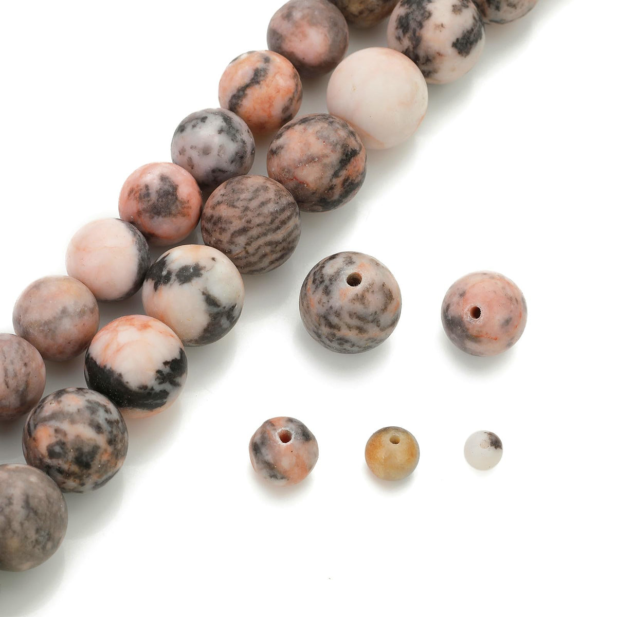 Zenkeeper 108 Pcs Pink Zebra Beads for Jewelry Making 8 MM Pink Zebra Gemstones Loose Stone Beads