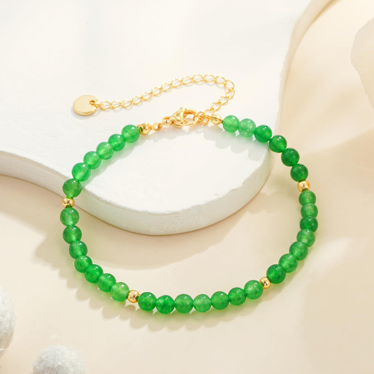 Treasure Bender Protection Beaded Bracelet for Women Men, Natural Crystals and Healing Stones Adjustable Green Jade Bracelet Jewelry Gifts for Women Men (Green Jade)