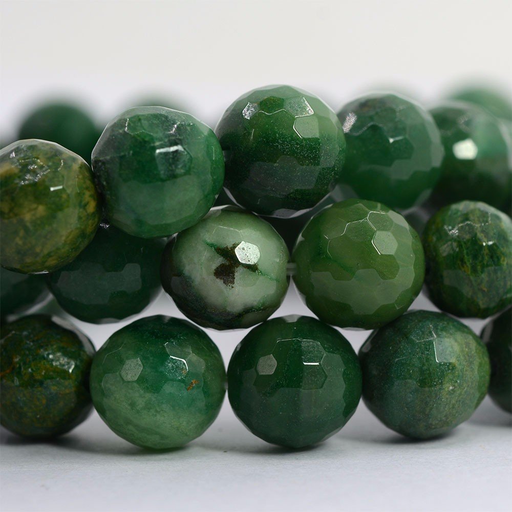 Justinstones Natural Faceted African Serpentine Gemstone 8mm Round Beads Stretch Bracelet 7 Inch
