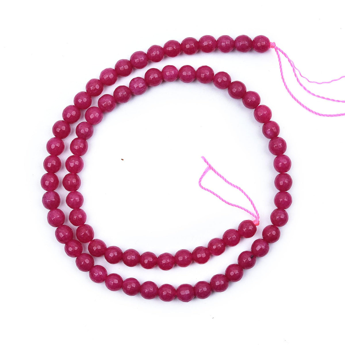 HAAMIIQII 6mm Rose Red Jade Faceted Round Stone Spacer Beads, Loose Gemstone Beads for Jewelry Making, DIY Bracelet, Necklace, Healing Crystal 15 Inch (65pcs)
