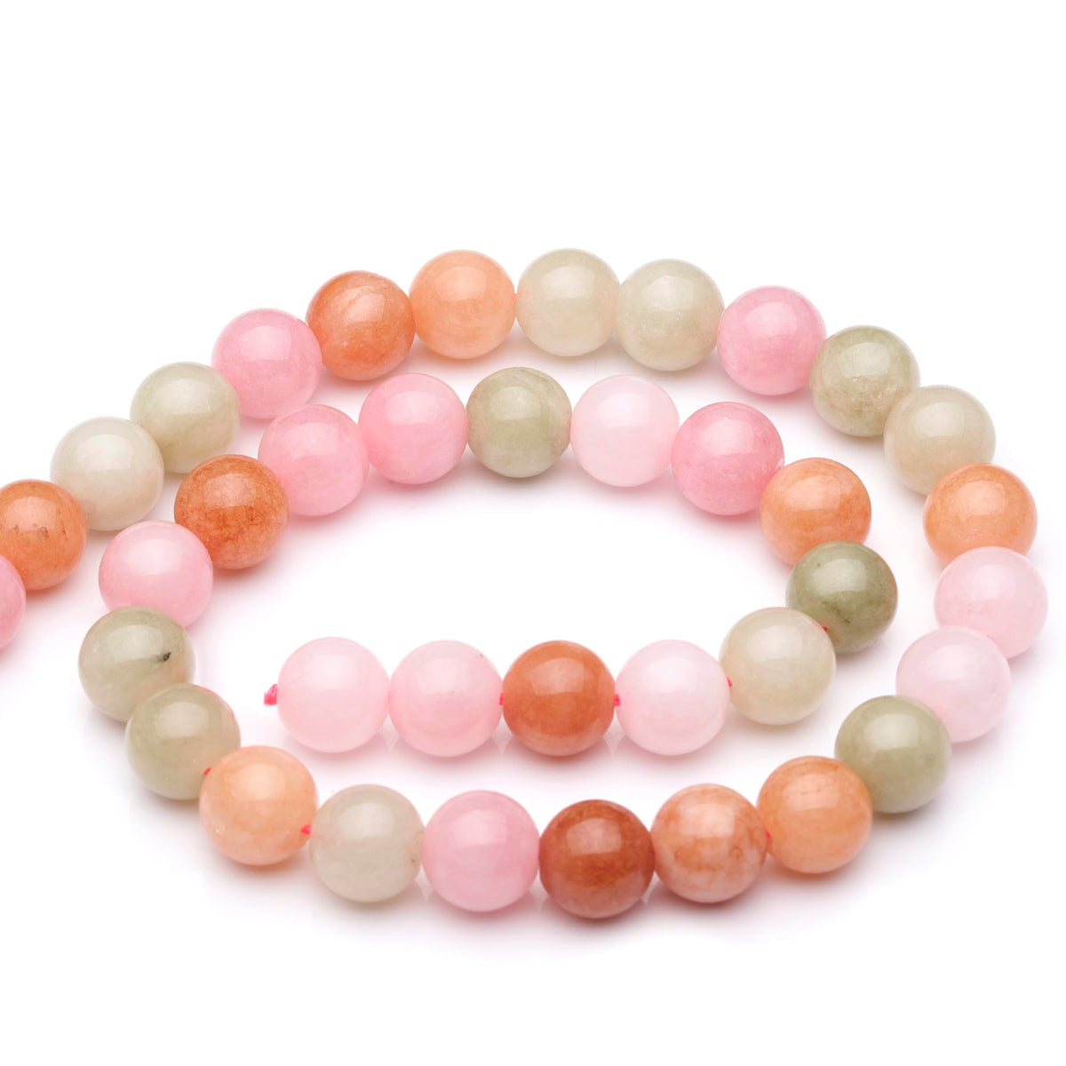 Youngbling Natural Gemstone Beads for Jewelry Making,8mm Colorful Flower Jade Polished Round Smooth Stone,Genuine Real Stone Beads for Bracelet Necklace 15 Inch