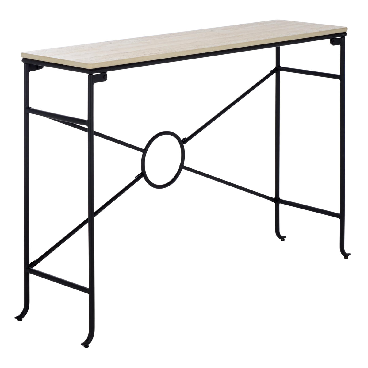 SAFAVIEH Home Collection - Lenin Console Table, Beige Ceramic Top with Black Metal Frame (CNS3706A)