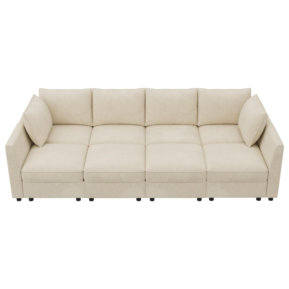 HONBAY Modular Sofa Sectional Sleeper Couch with Storage Seat Reversible Sectional Sleeper Couch Modular Sofa - Beige