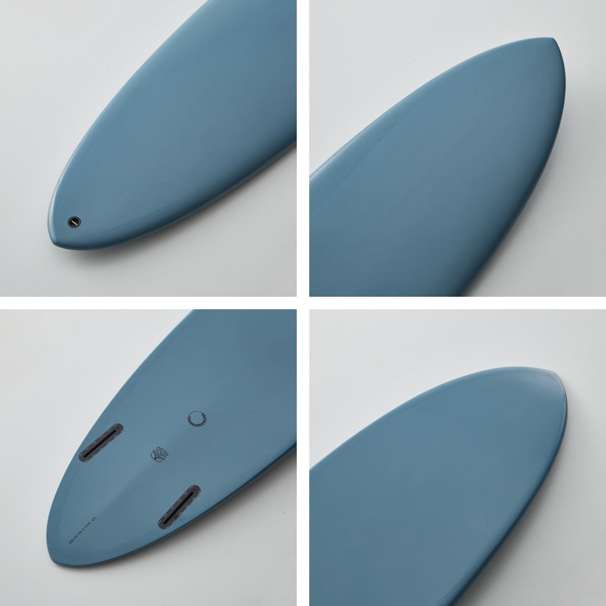 nanazero Wood Skin Surfboard Mid Length MID02 Twin 6'8" Graysh Blue, Durable and Light-Weight Structure, Twin Pin
