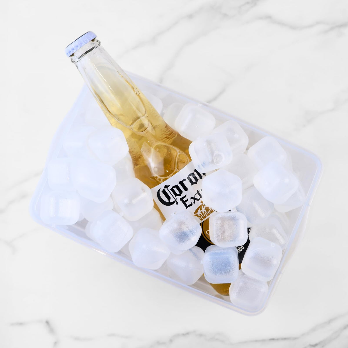 Reusable Ice Cube with Lid & Bin, 60 Pack Plastic Ice Cubes for Drinks BPA Free, Refreezable Square Ice Cubes for Water Bottles, Whiskey, Vodka, Coffee, Cocktails, Beer or Wine