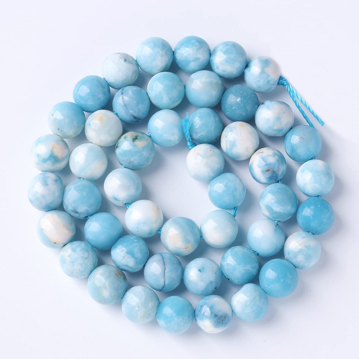 8MM 45PCS Natural Blue Larimar Gemstone Crystal Beads for Jewelry Making DIY Bracelet