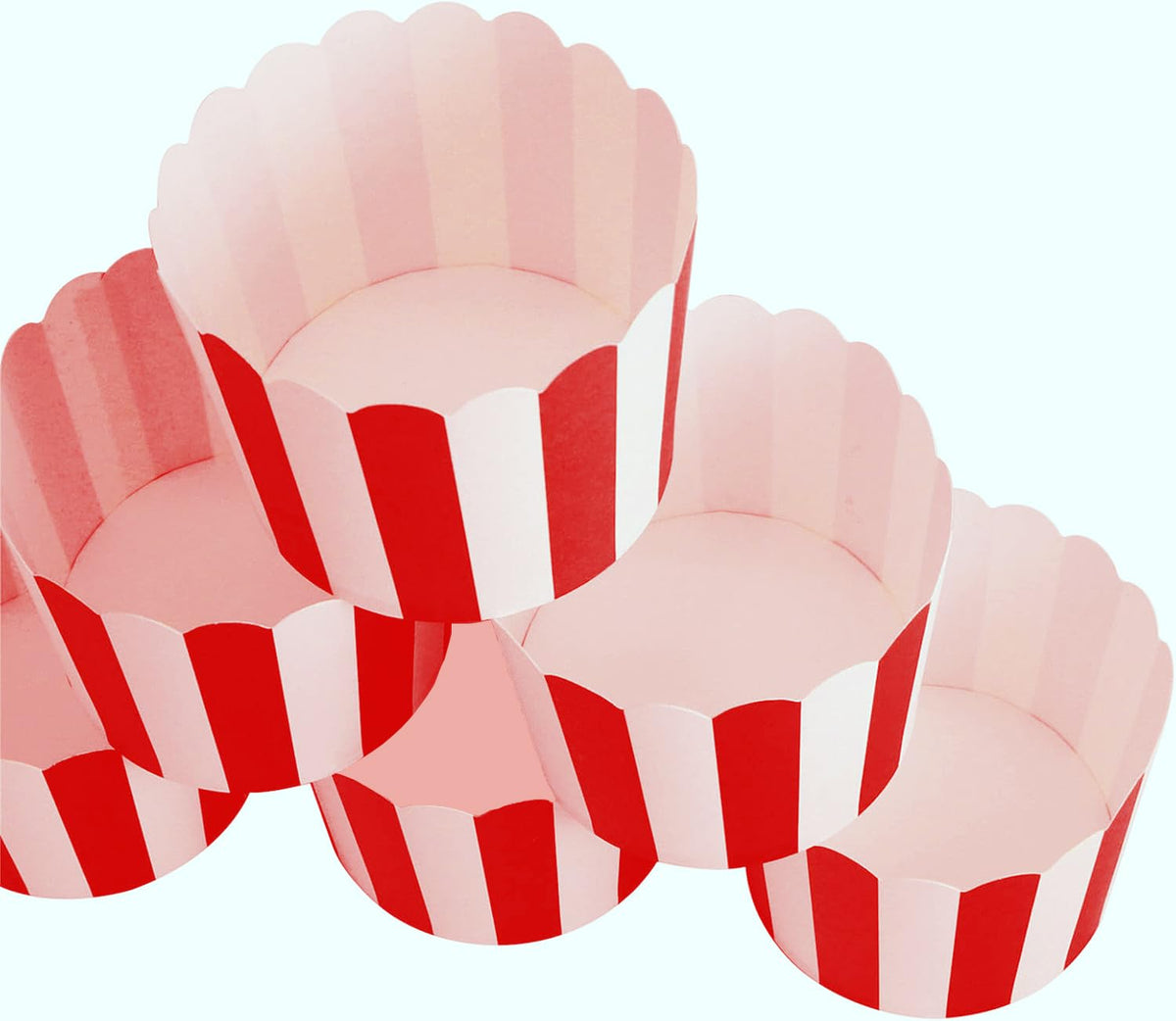 STARUBY 100 Pack Muffin Liners Baking Paper Cups Red and White Stripes Cupcake Liners Elegent Muffins Baking Cups Cupcake Wrappers for Birthday Parties, Weddings, Bottom Dia 2.36 Inch
