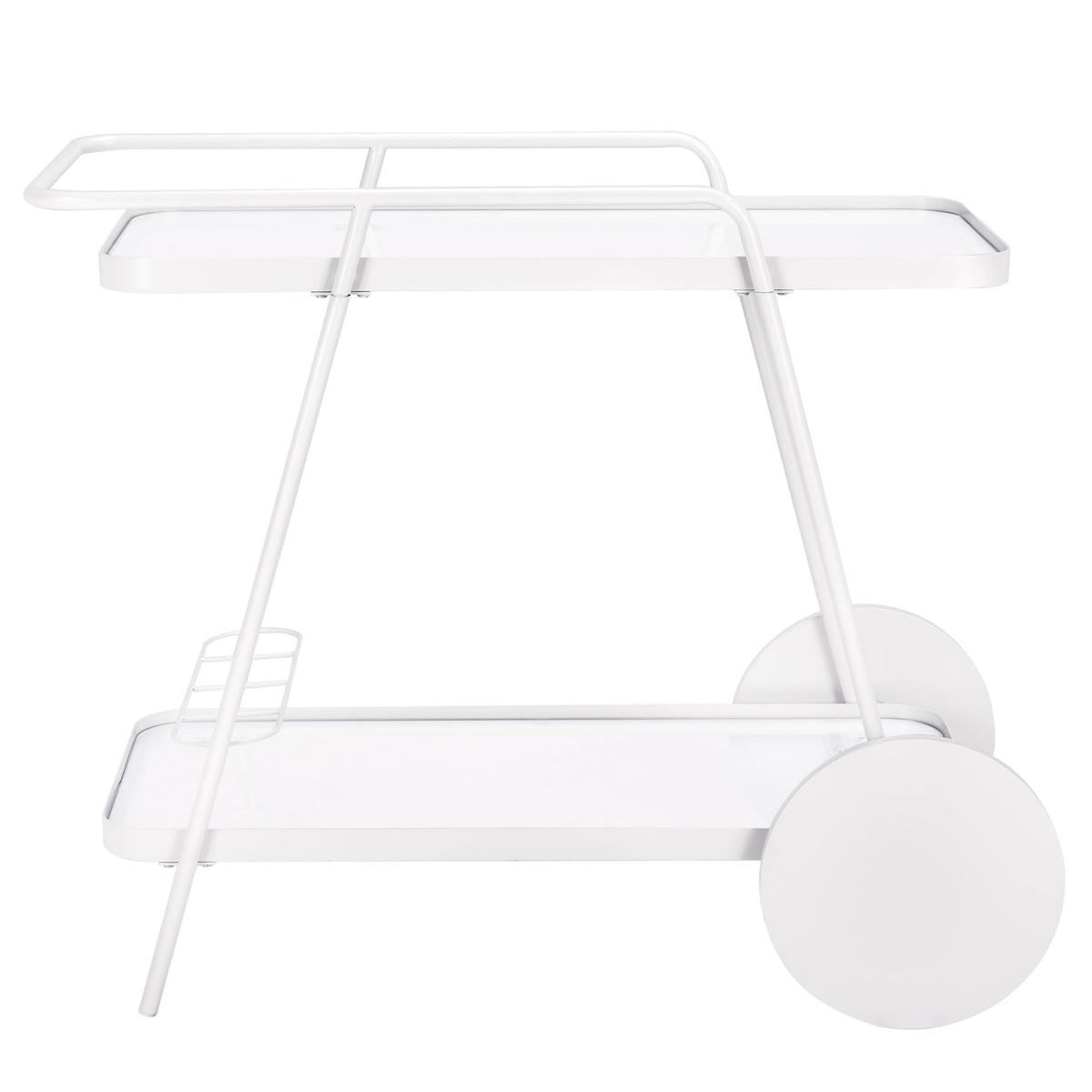 SAFAVIEH Home Collection – Zunia White & Glass 2-Tier Bar Cart, Modern Metal Serving Cart, Sleek Contemporary Design (BCT2504E)