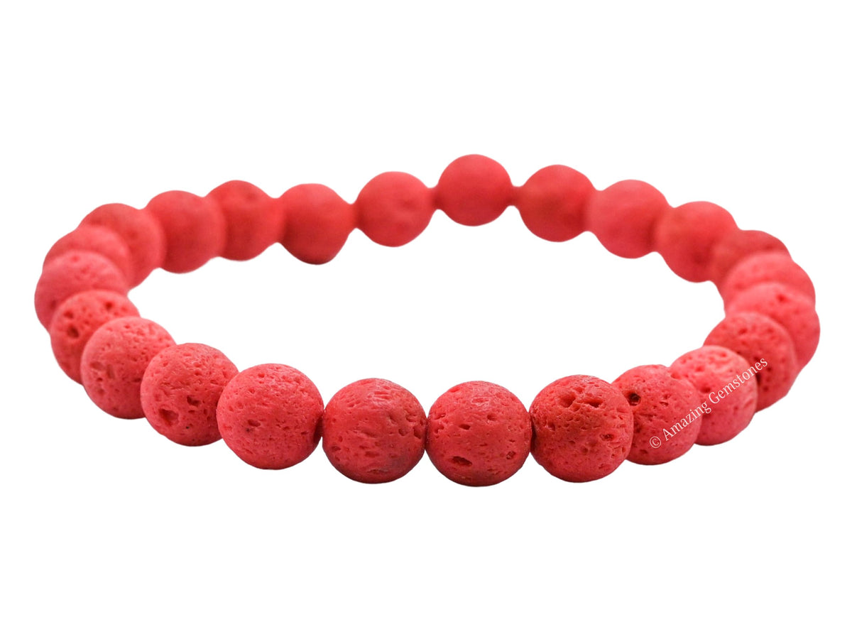 Amazing Gemstone Crystal Bracelet for Women Men's Gifts - Protection Healing Crystal Bracelet - 8mm Gemstone Beaded Stretchable Bracelet Pulseras Para Hombres Mujer Stocking Stuffers Mothers Day Gift (Red lava)