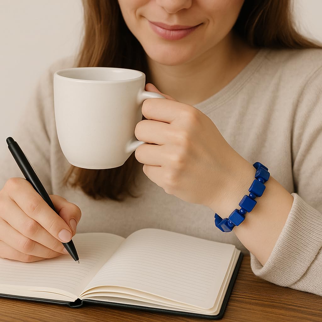 Lapis Lazuli Healing Bracelet – Real Crystal Beads for Stress Relief, Meditation & Chakra Balance – Natural Gemstone Jewelry Gift for Women & Men, Adjustable with Gift Box (Cube Round (no gift box))