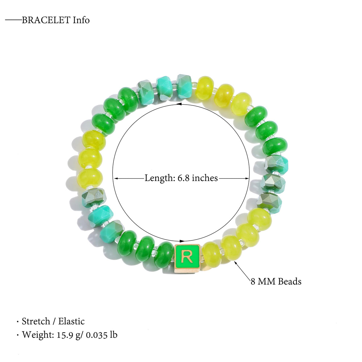 SLYAIH Colorful Beaded Initial Bracelets for Women Boho Crystal Beaded Elastic Stretch Bracelet A-Z Letter Bracelet Handmade Jewelry Gifts for Women